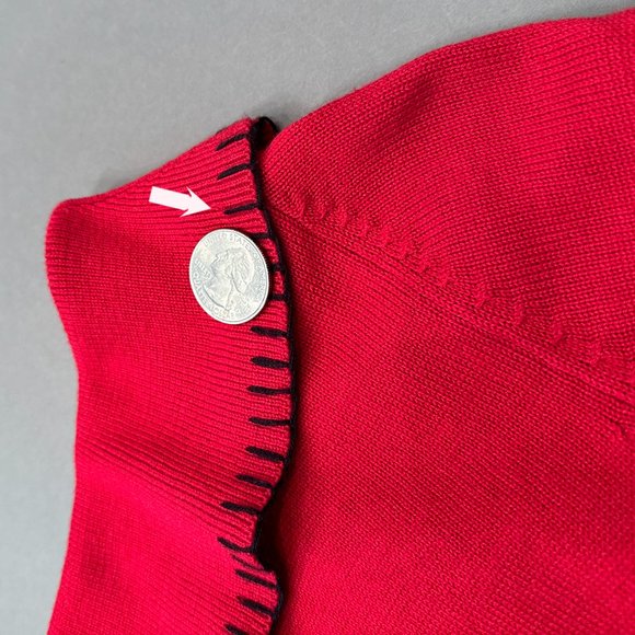 Stonebridge Red Sweater Wide Collar Black Accents On Neckline And Cuffs Size P - Picture 7 of 10